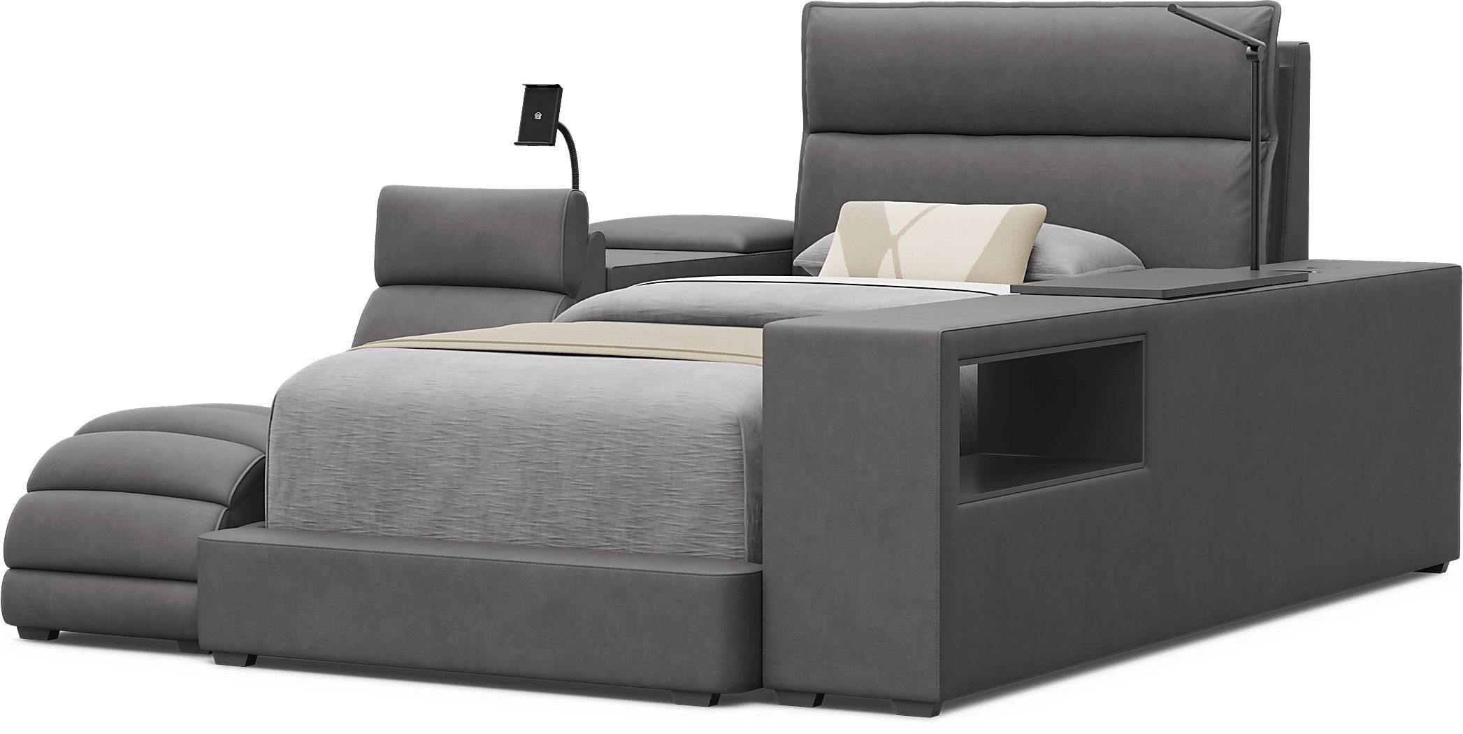Cloud9 Twin Upholstered Bed with Nightstand and Lounger - Thumbnail 4