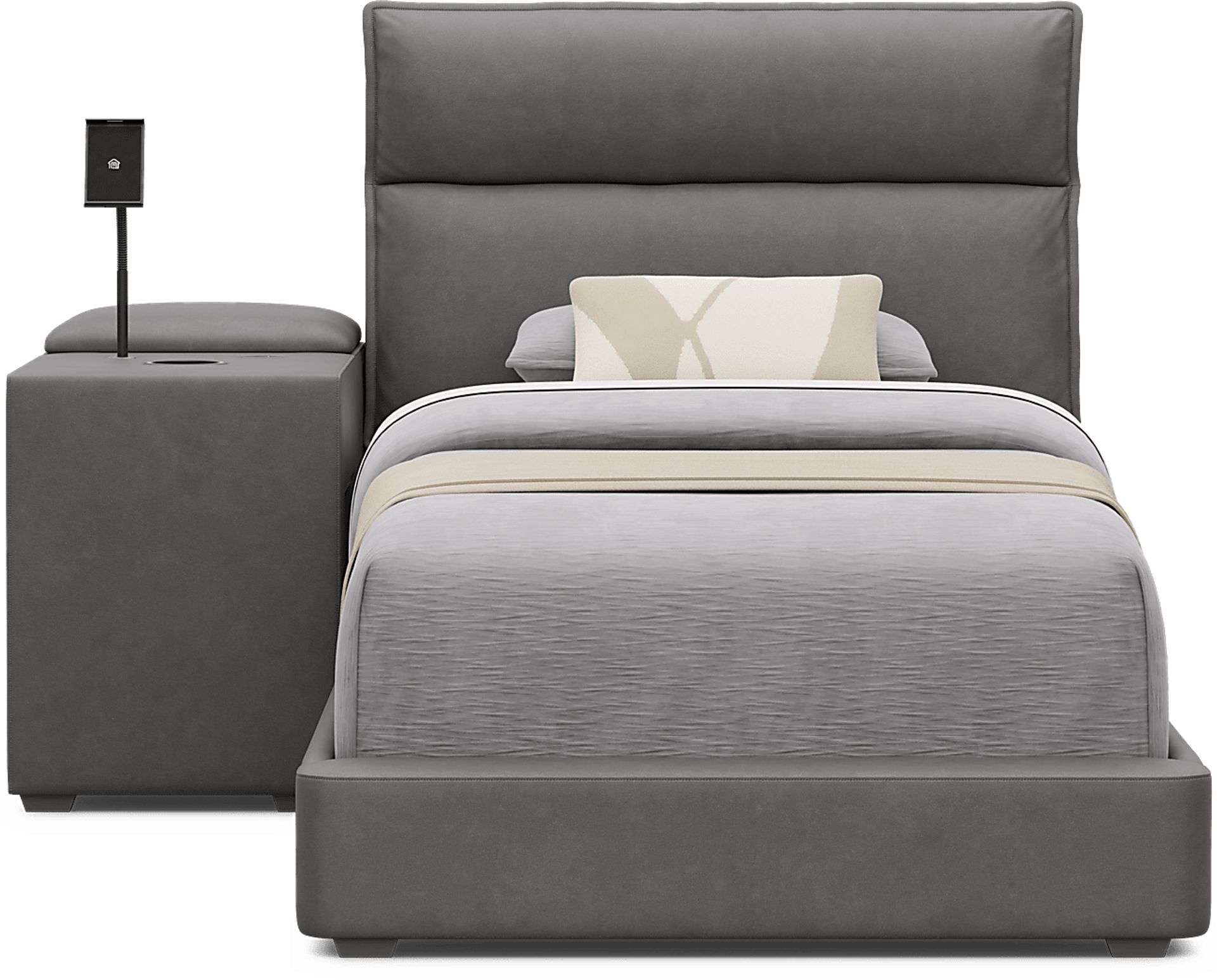 Kids Cloud9 Charcoal Twin Upholstered Bed with Nightstand - Image 3