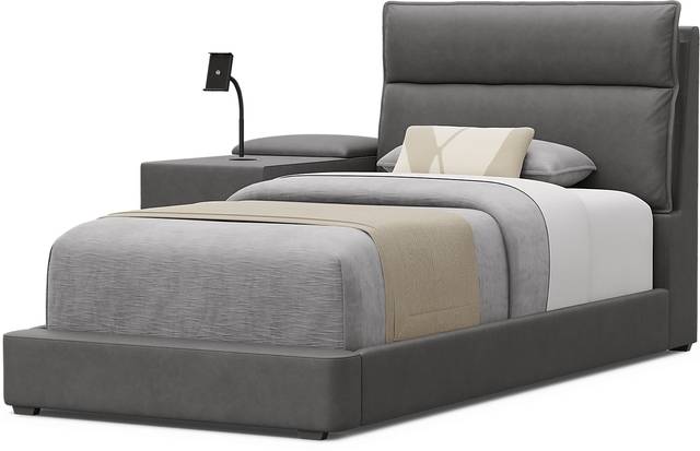 Kids Cloud9 Charcoal Twin Upholstered Bed with Nightstand - Thumbnail - Image 4