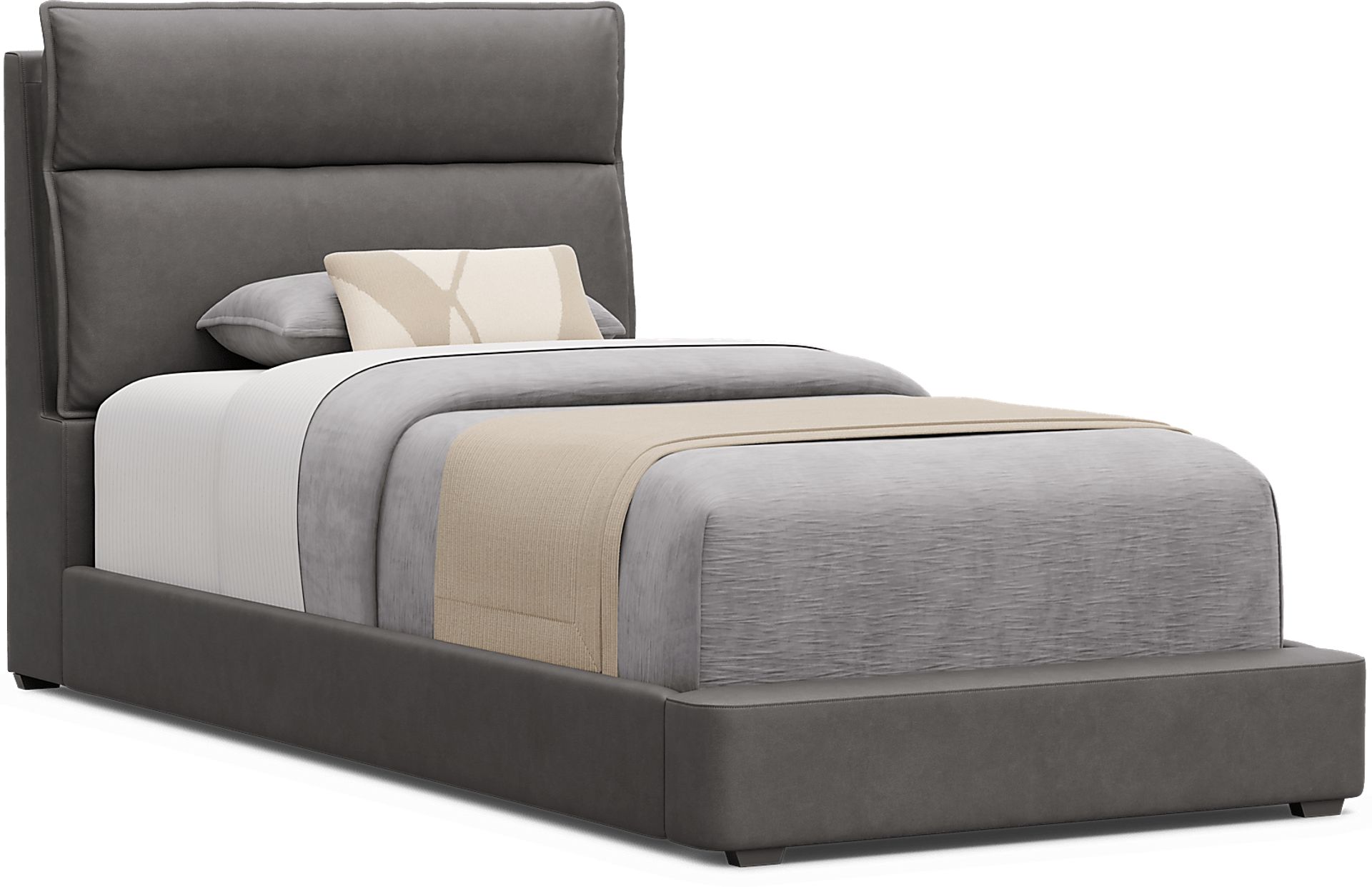 Kids Cloud9 Charcoal Twin Upholstered Bed - Image 1