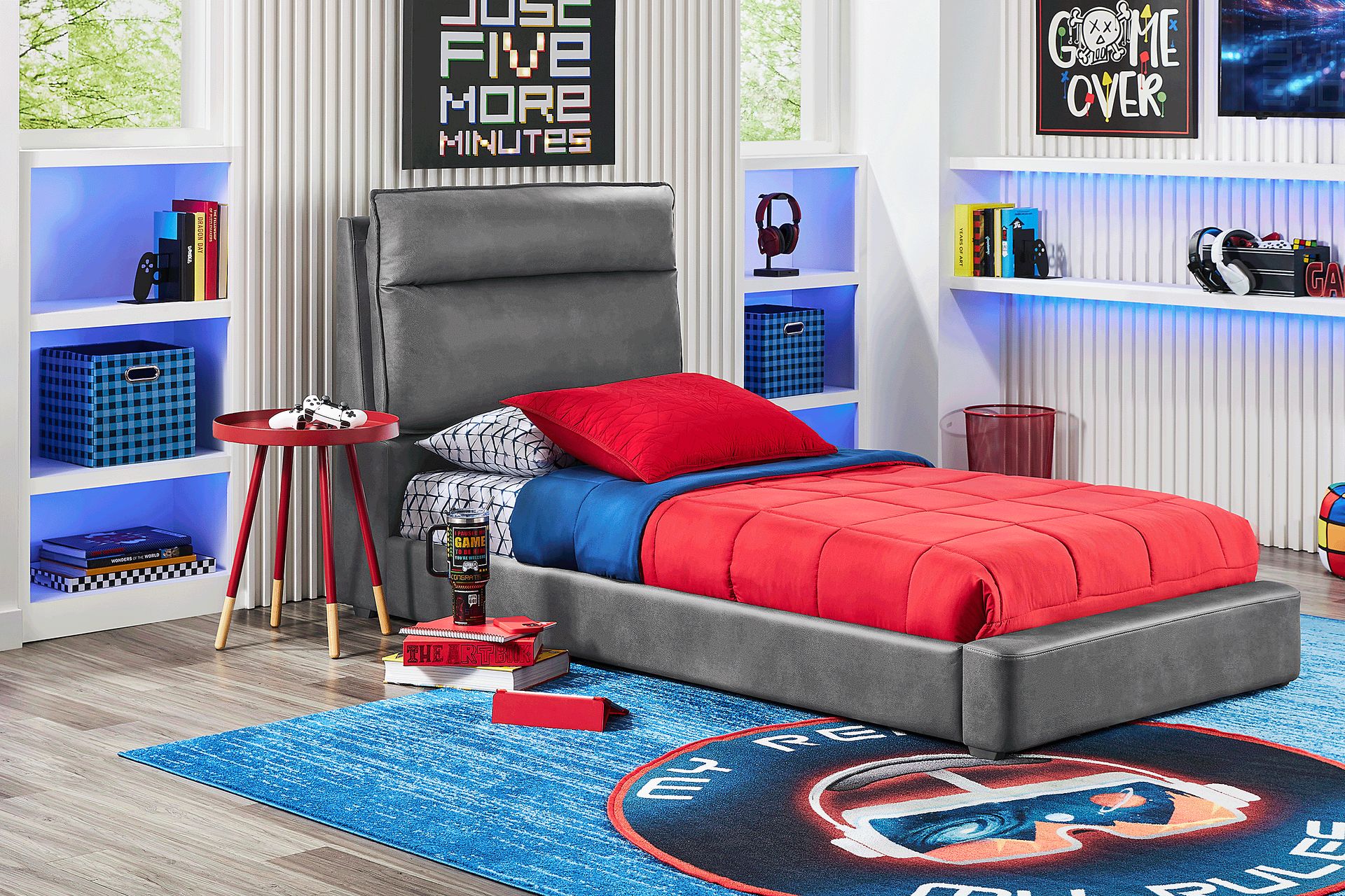 Kids Cloud9 Charcoal Twin Upholstered Bed - Image 2