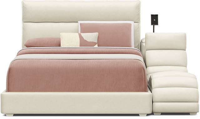 Kids Cloud9 Cream Full Upholstered Bed with Nightstand and Lounger - Thumbnail - Image 3