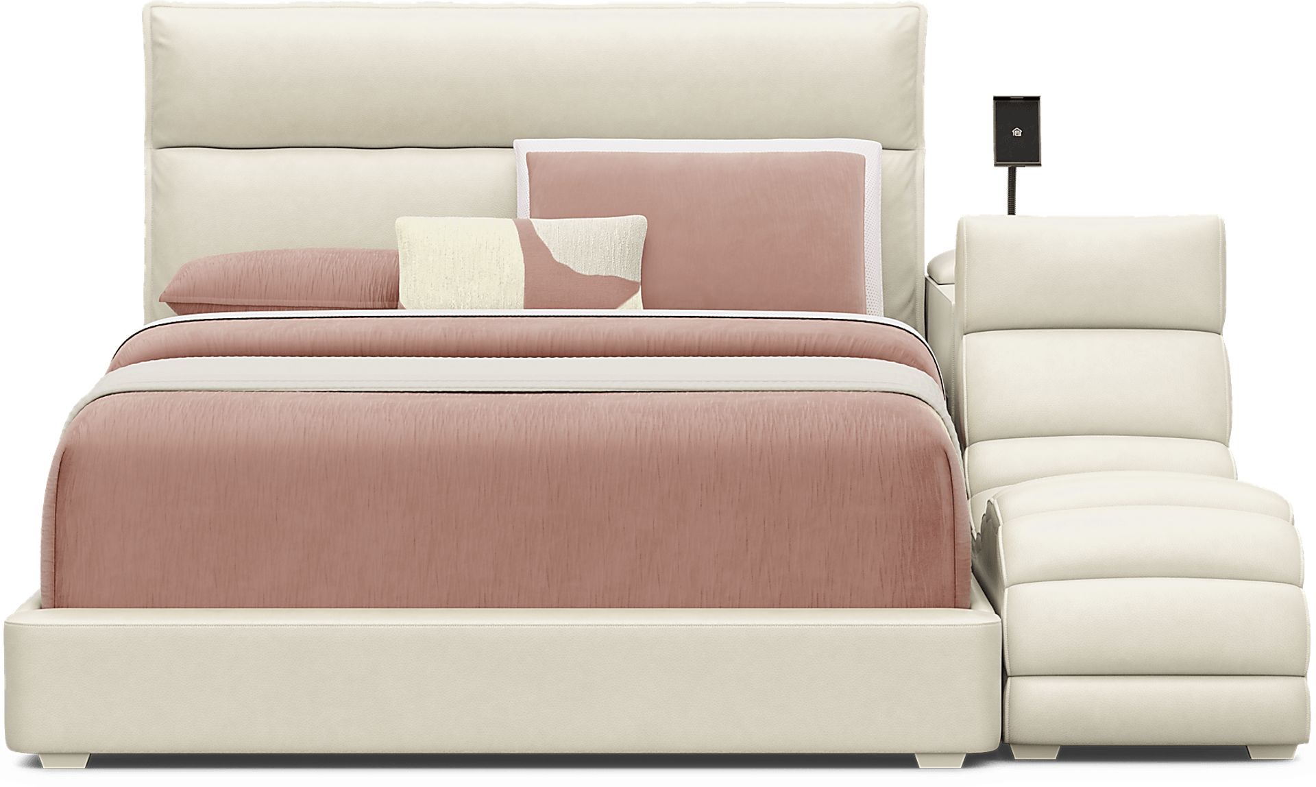 Kids Cloud9 Cream Full Upholstered Bed with Nightstand and Lounger - Image 3