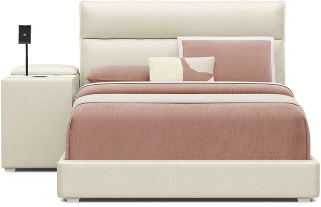 Kids Cloud9 Cream Full Upholstered Bed with Nightstand - Thumbnail - Image 3