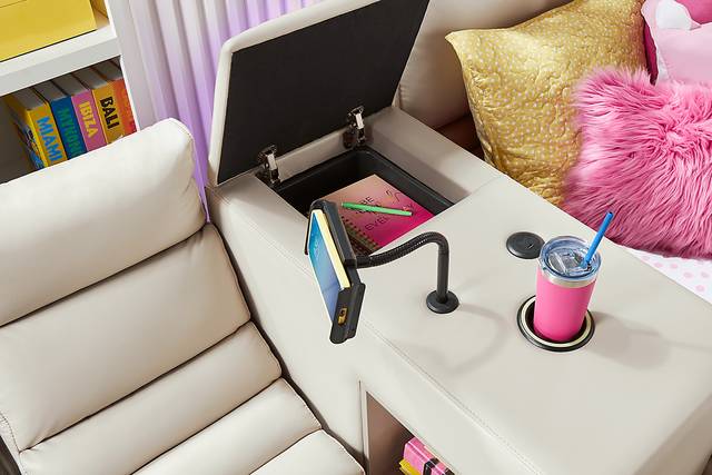 Kids Cloud9 Cream Twin Upholstered Bed with Nightstand, Lounger and Bookcase - Thumbnail - Image 7