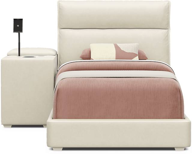 Kids Cloud9 Cream Twin Upholstered Bed with Nightstand - Thumbnail - Image 3