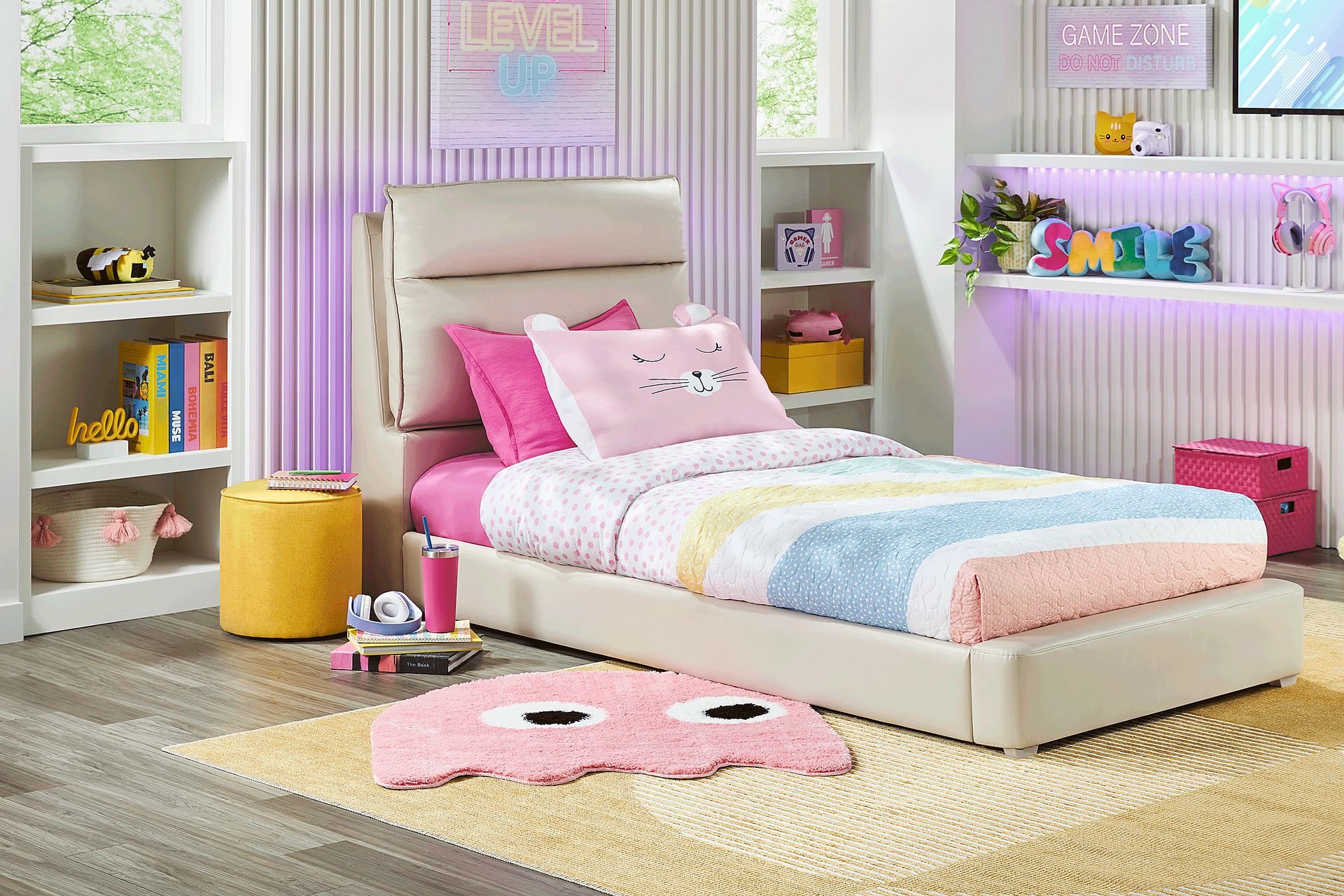 Kids Cloud9 Cream Twin Upholstered Bed - Image 2