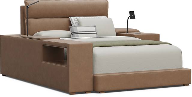 Kids Cloud9 Saddle Full Upholstered Bed with Nightstand and Bookcase - Thumbnail - Image 1