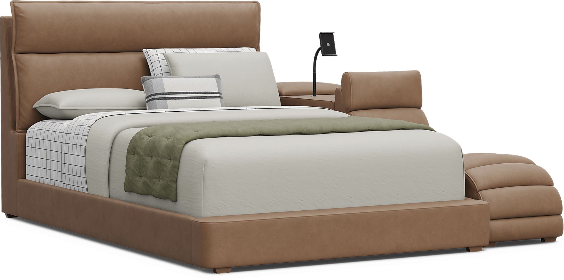 Kids Cloud9 Saddle Full Upholstered Bed with Nightstand and Lounger - Image 1