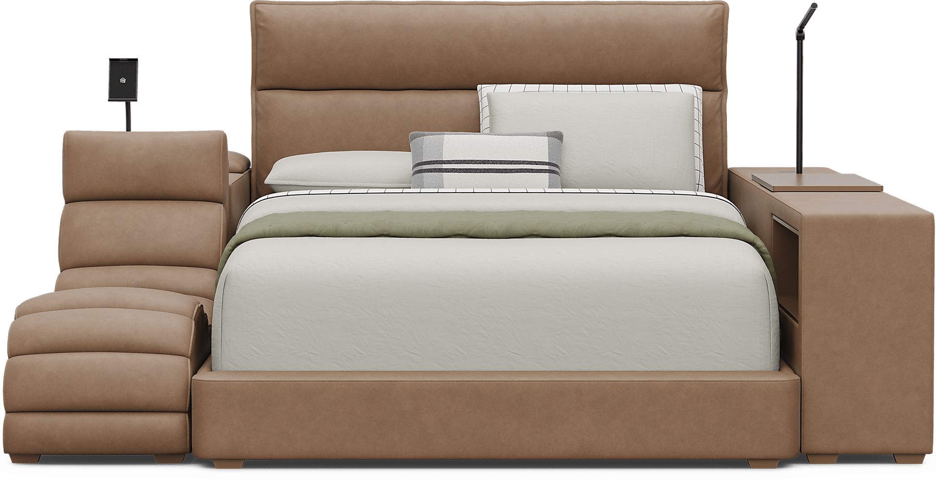 Kids Cloud9 Saddle Full Upholstered Bed with Nightstand, Lounger and Bookcase - Image 3
