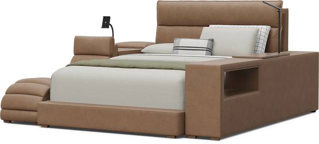 Kids Cloud9 Saddle Full Upholstered Bed with Nightstand, Lounger and Bookcase - Thumbnail - Image 4