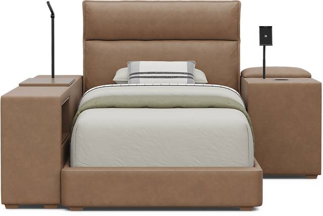 Kids Cloud9 Saddle Twin Upholstered Bed with Nightstand and Bookcase - Thumbnail - Image 3