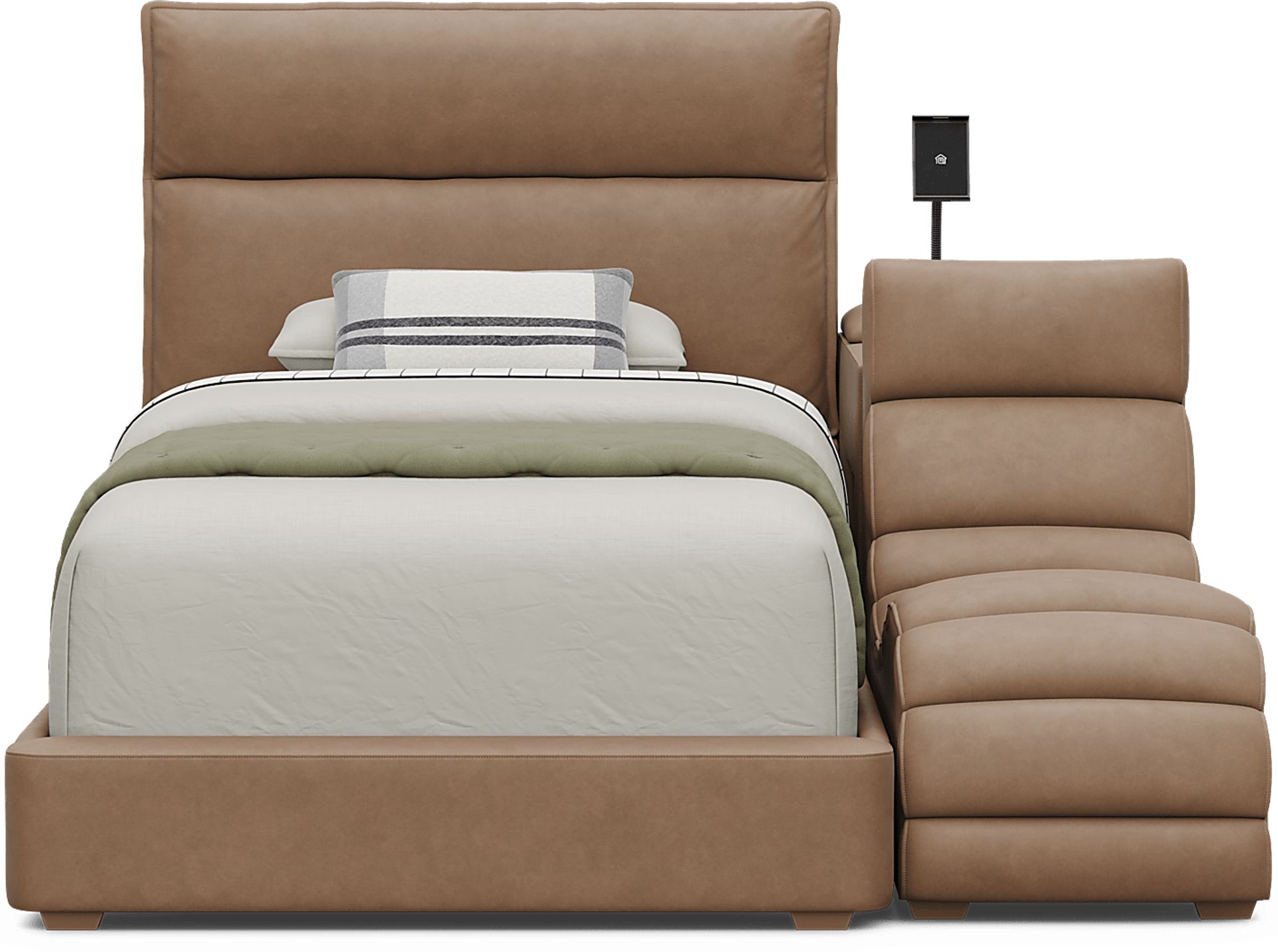 Kids Cloud9 Saddle Twin Upholstered Bed with Nightstand and Lounger - Image 3