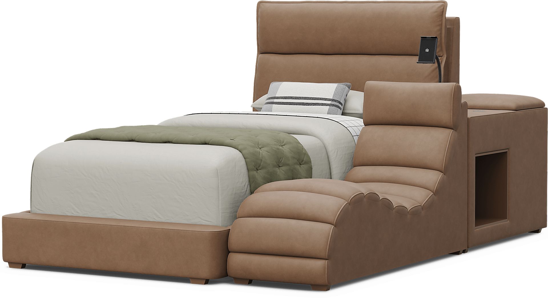 Kids Cloud9 Saddle Twin Upholstered Bed with Nightstand and Lounger - Image 4