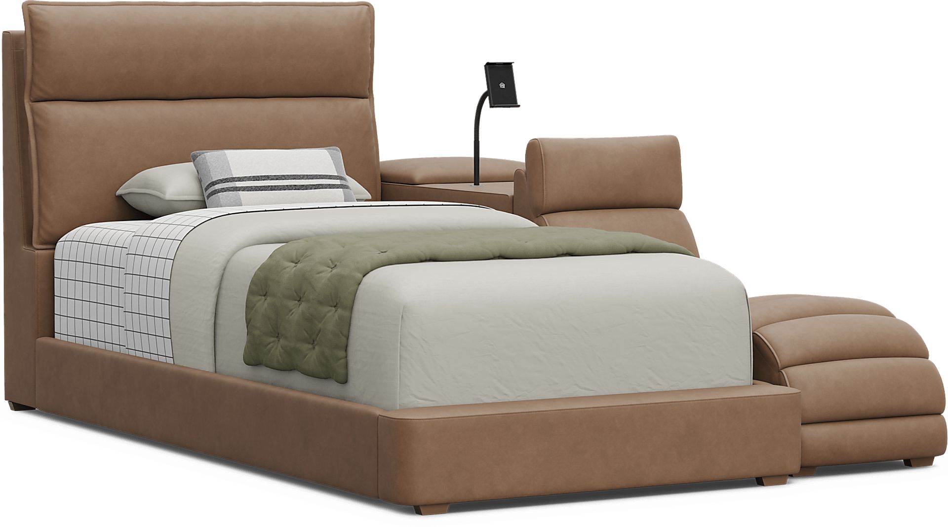 Kids Cloud9 Saddle Twin Upholstered Bed with Nightstand and Lounger - Image 1