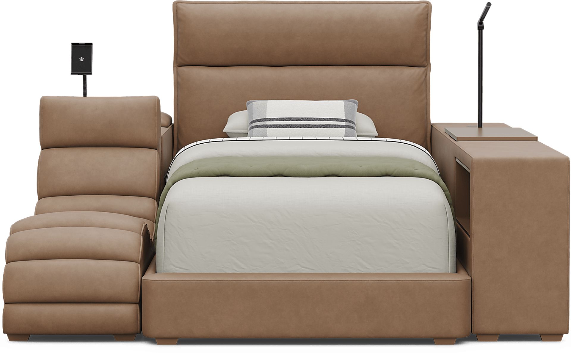 Kids Cloud9 Saddle Twin Upholstered Bed with Nightstand, Lounger and Bookcase - Image 3