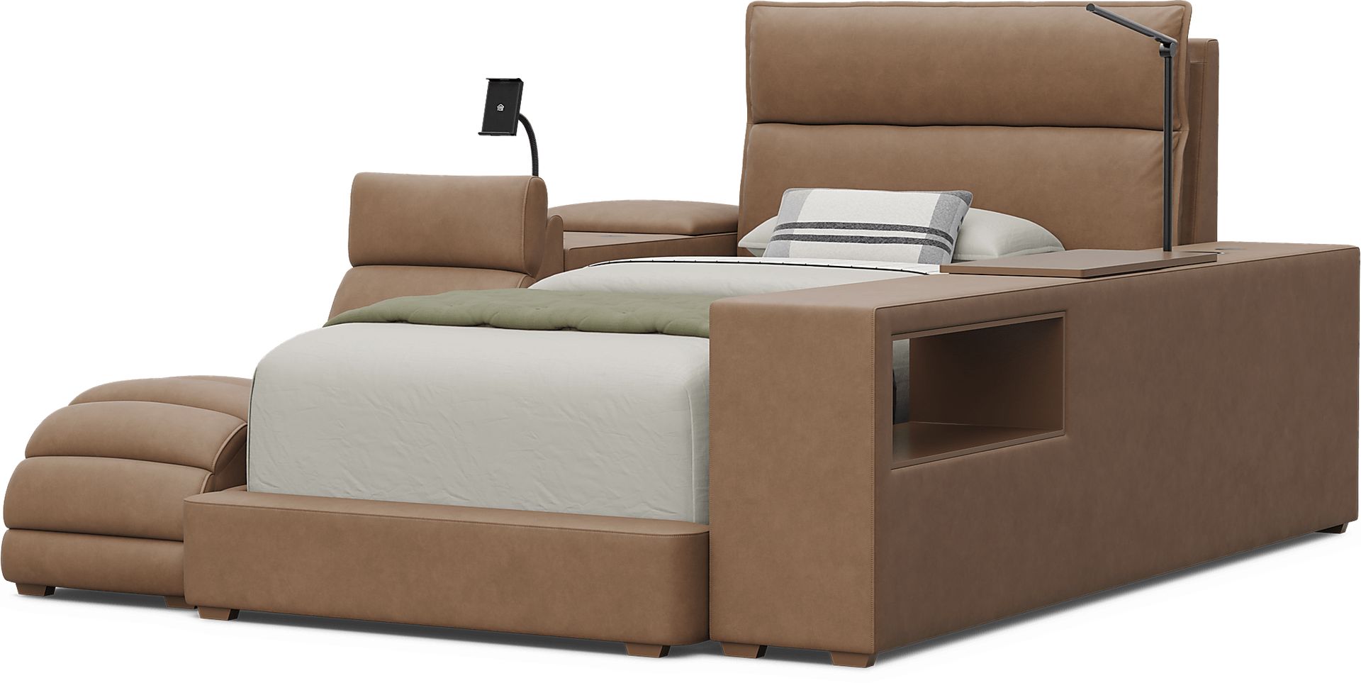 Kids Cloud9 Saddle Twin Upholstered Bed with Nightstand, Lounger and Bookcase - Image 4