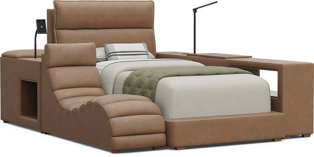 Kids Cloud9 Saddle Twin Upholstered Bed with Nightstand, Lounger and Bookcase - Thumbnail - Image 1
