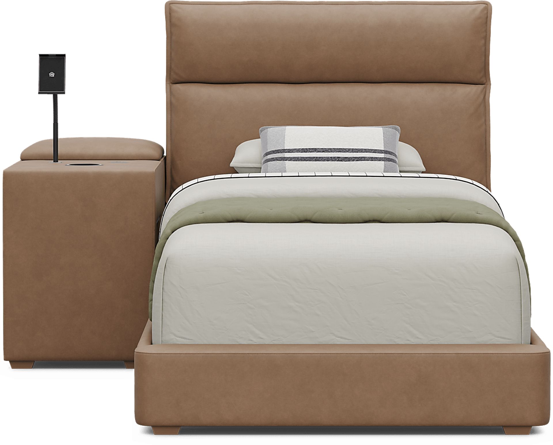 Kids Cloud9 Saddle Twin Upholstered Bed with Nightstand - Image 3