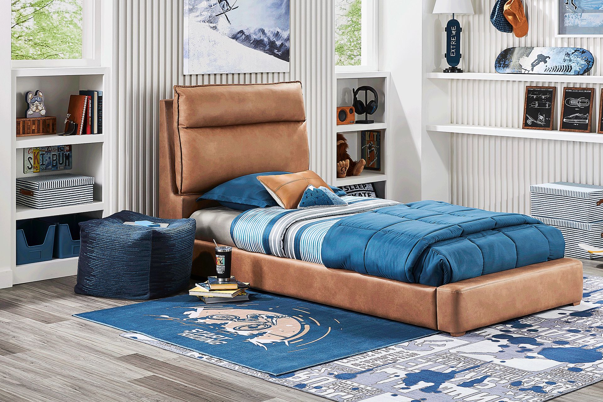 Kids Cloud9 Saddle Twin Upholstered Bed - Image 2