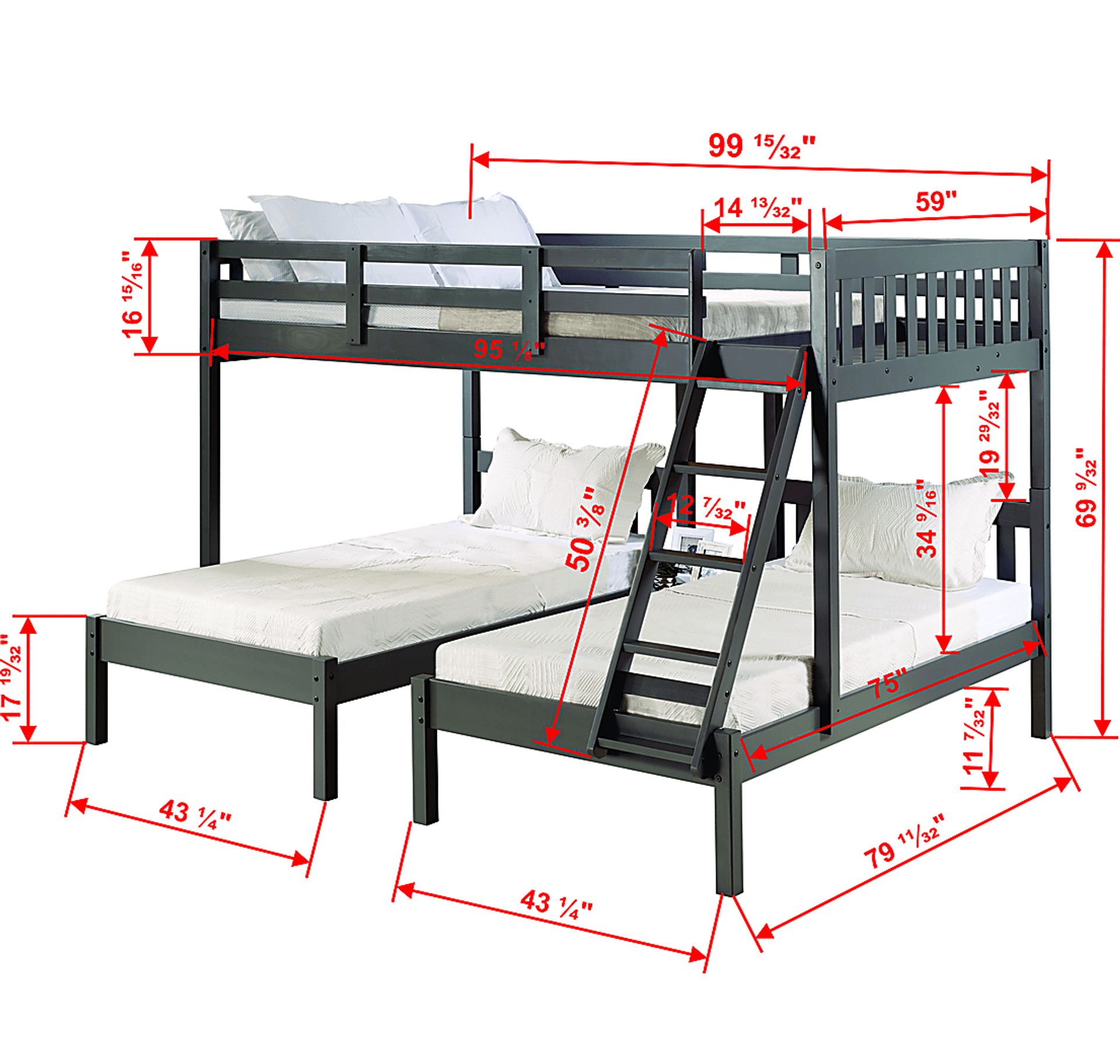 Kids Clough Gray Full/Double Twin Bunk Bed - Image 5