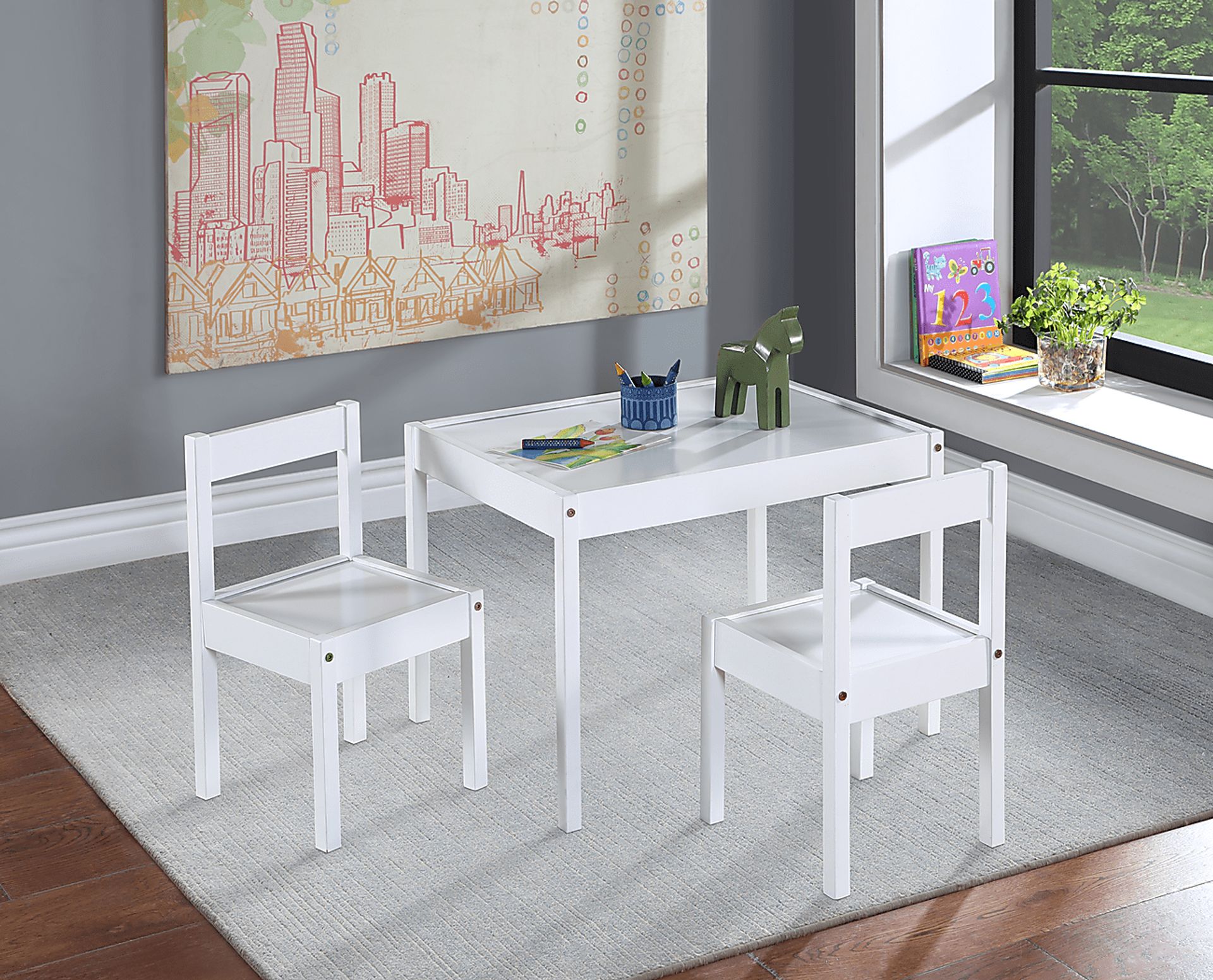 Kids Clyren White Table Set - Image 2
