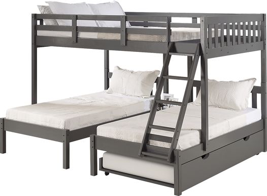 Kids Codding Gray Full/Double Twin Bunk Bed with Trundle