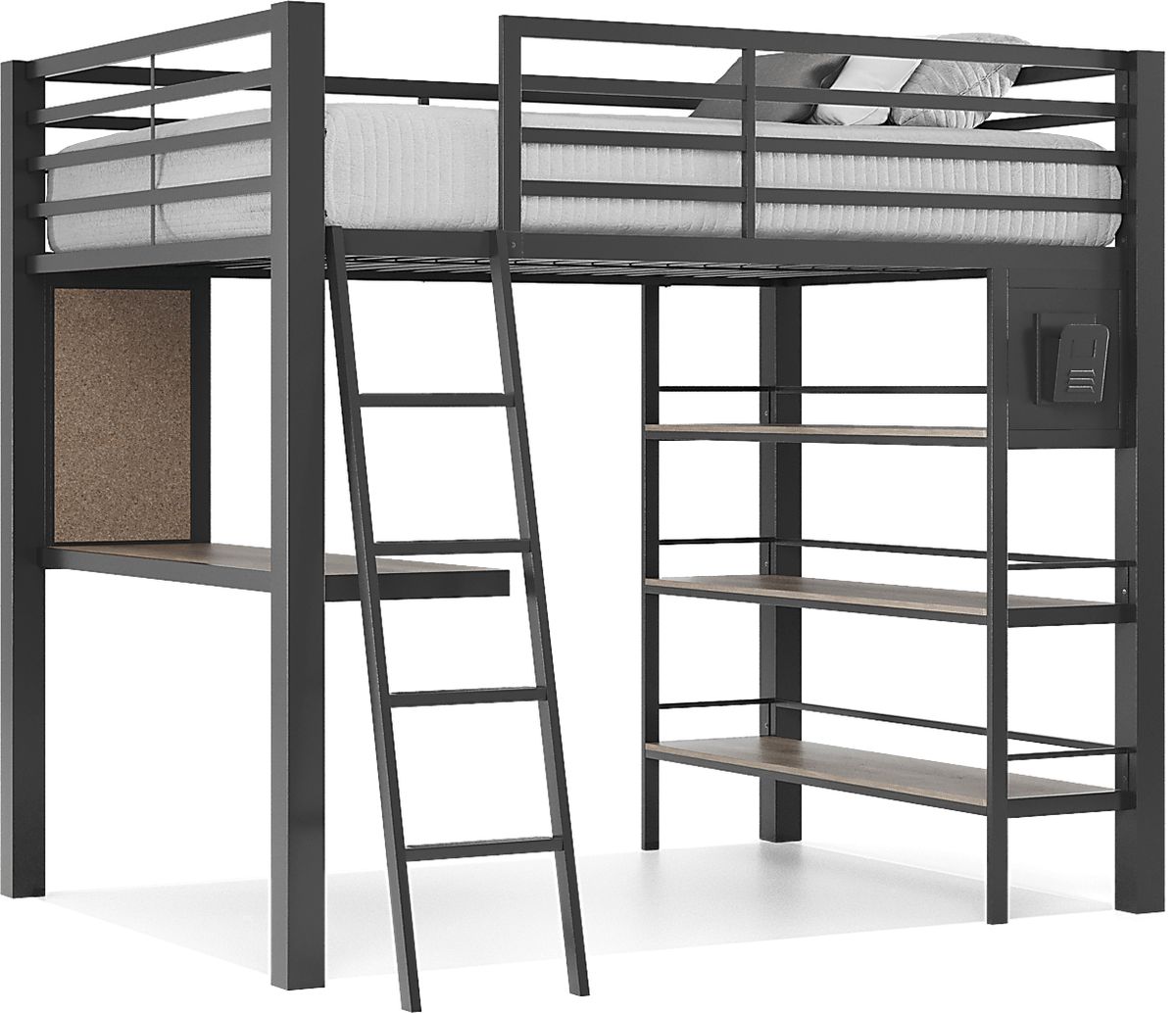 Colefax Avenue Dark Gray Full Loft Bed With Desk And Bookcase Rooms to Go