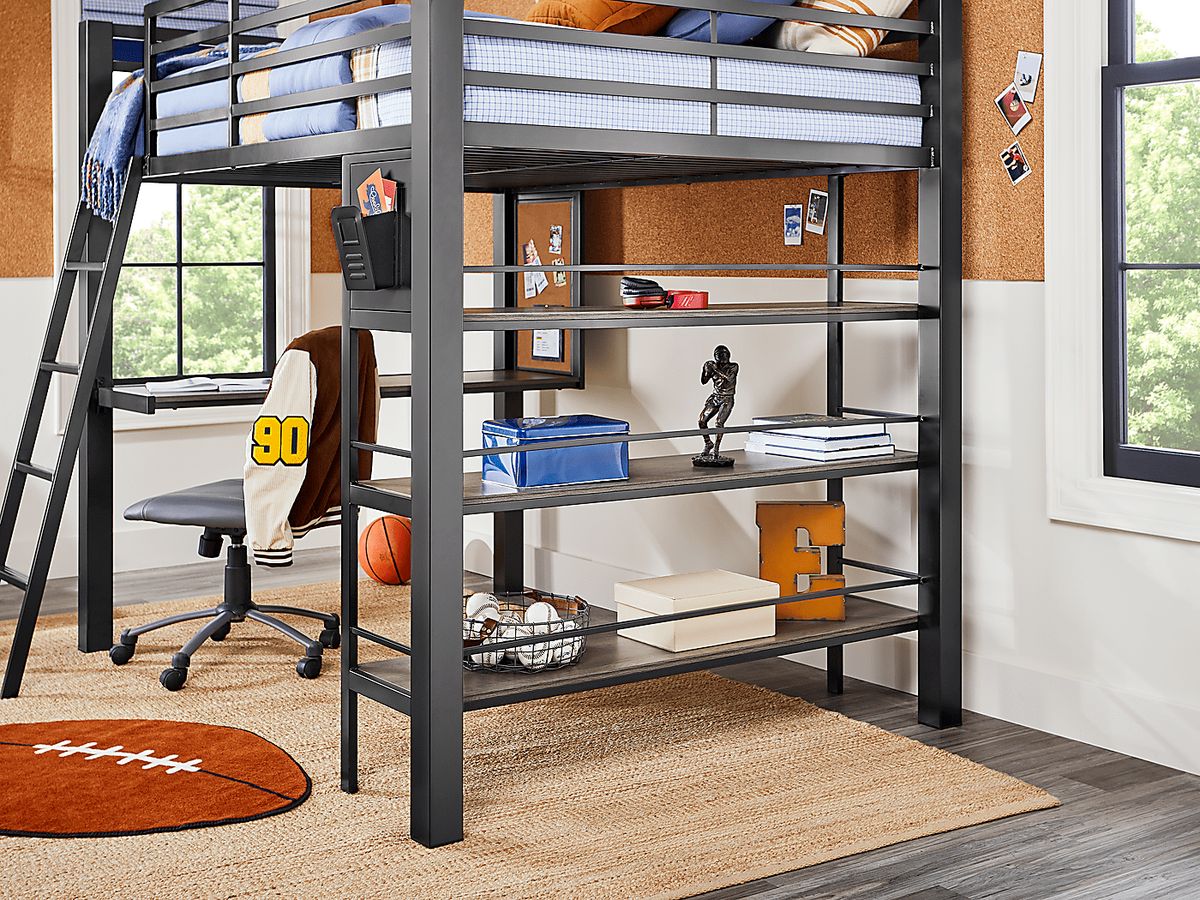 Colefax Avenue Dark Gray Full Loft Bed With Desk And Bookcase Rooms to Go