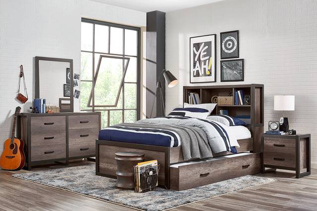 Kids Colefax Avenue Gray 5 Pc Twin Bookcase Bedroom - Thumbnail - Image 1