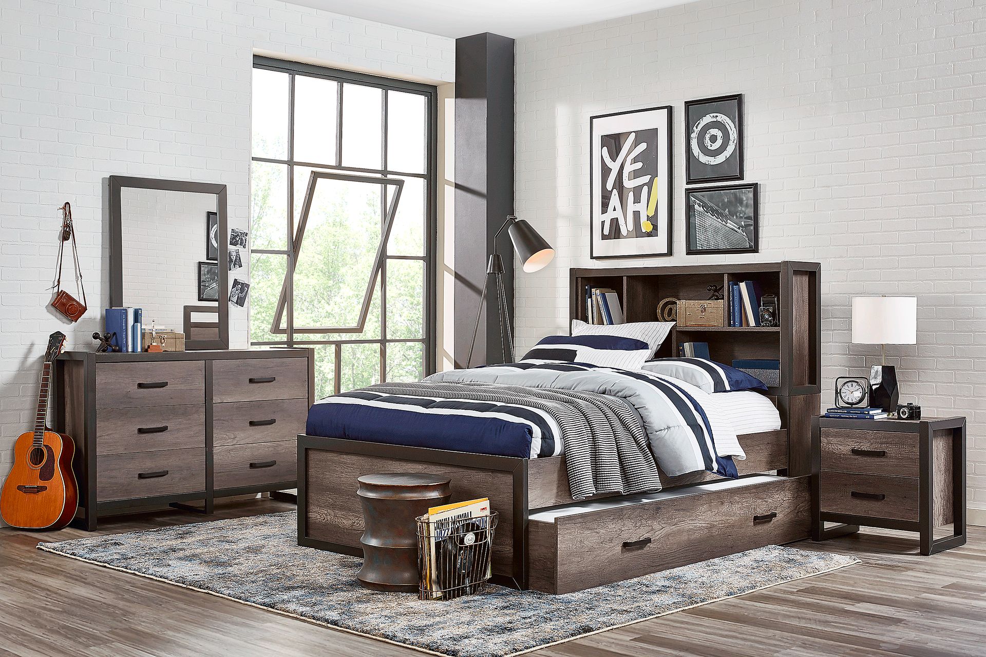 Kids Colefax Avenue Gray 5 Pc Twin Bookcase Bedroom - Image 1