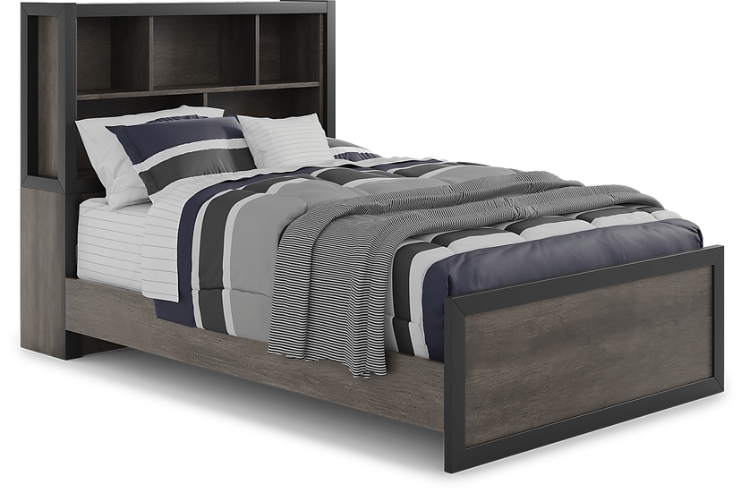 Kids Colefax Avenue Dark Gray Full Bookcase Bed