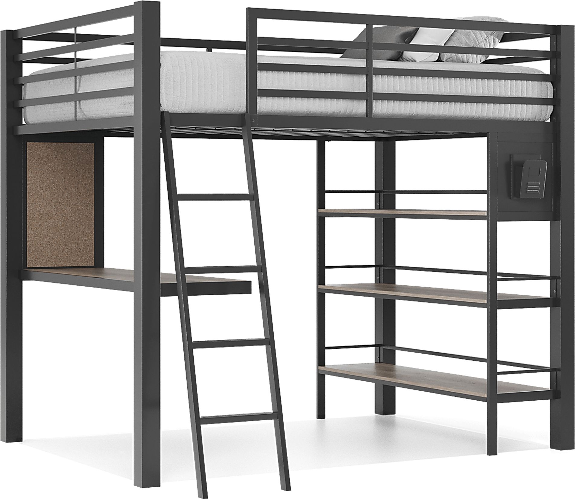 Kids Colefax Avenue Gray Full Loft Bed with Desk and Bookcase - Image 5