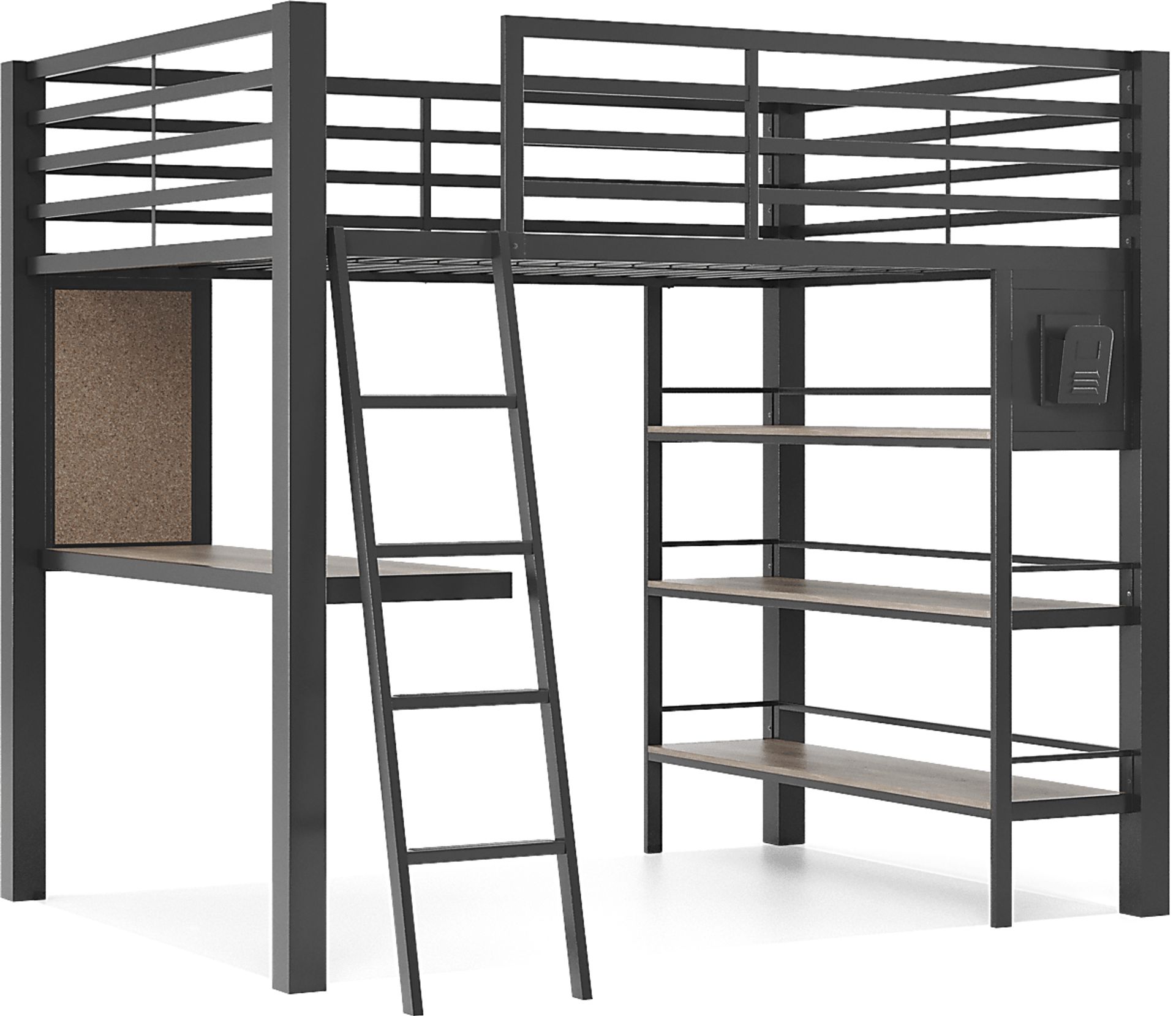Kids Colefax Avenue Gray Full Loft Bed with Desk and Bookcase - Image 1