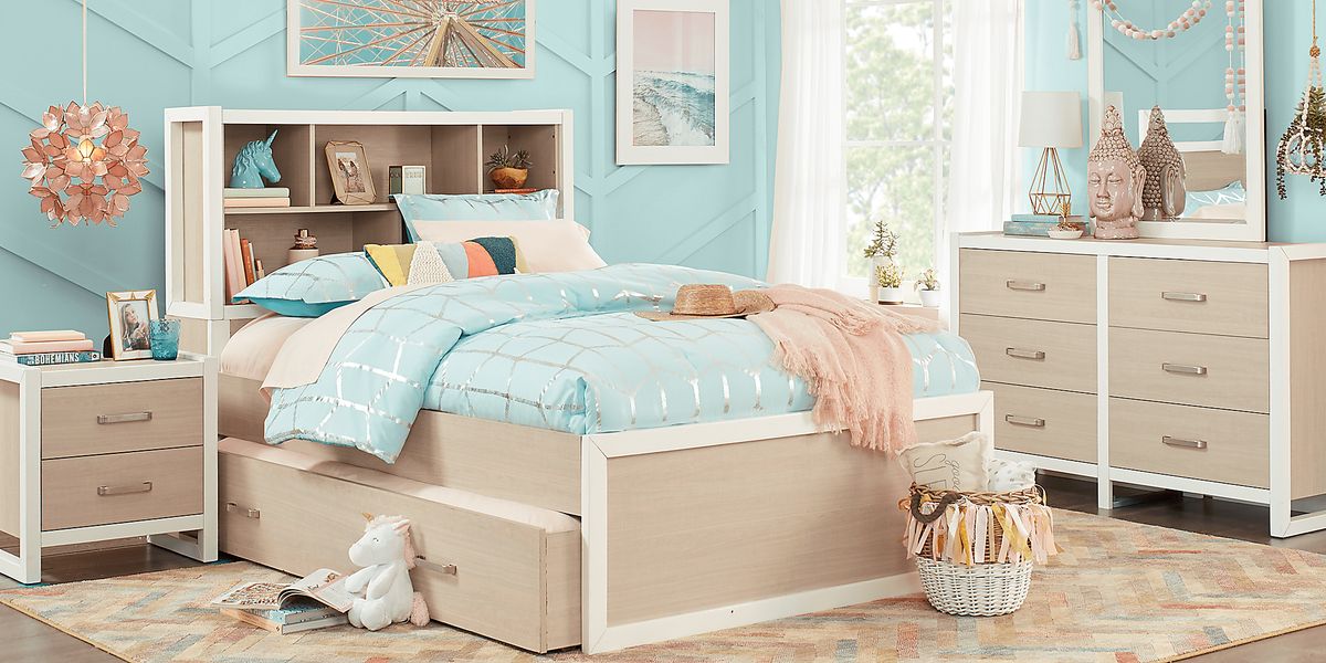 Colefax Avenue 5 Pc White Colors,White Full Bedroom Set With Mirror, Dresser, 3 Pc Full Bookcase