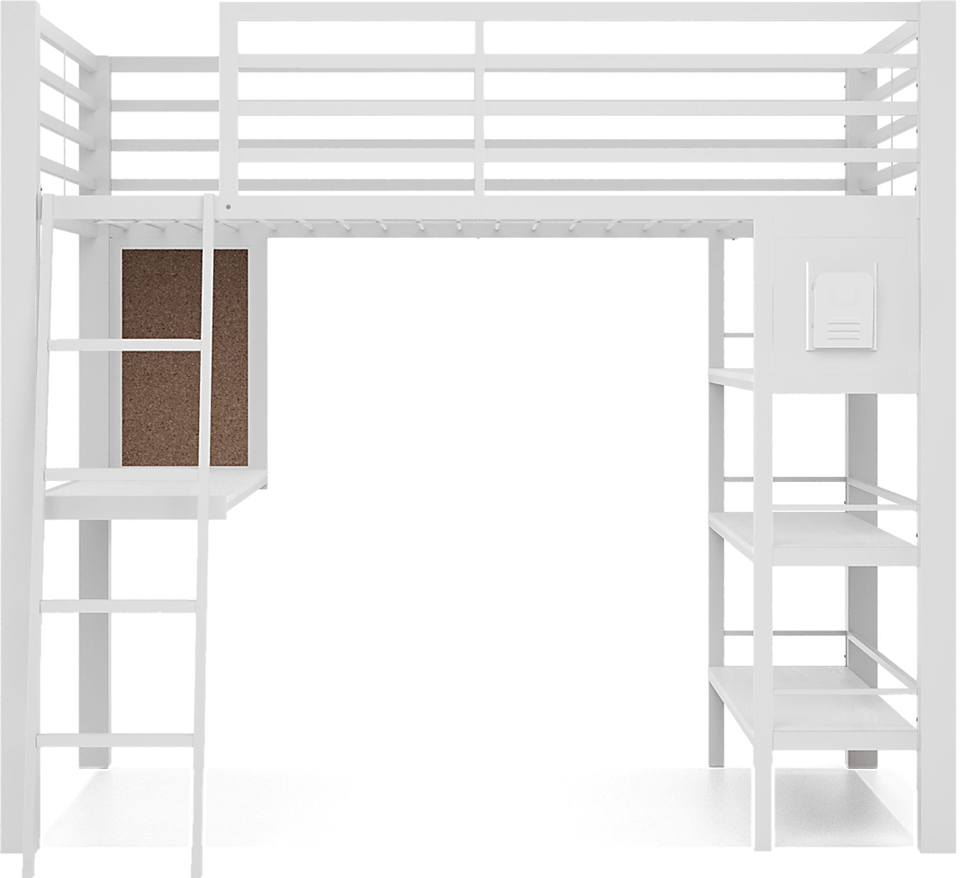 Kids Colefax Avenue White Full Loft Bed with Desk and Bookcase - Image 3