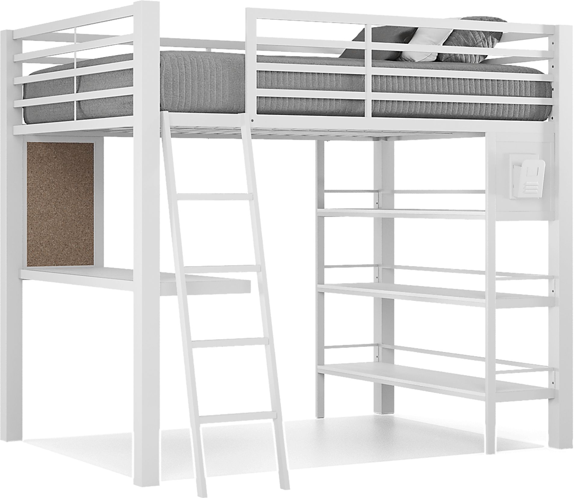 Kids Colefax Avenue White Full Loft Bed with Desk and Bookcase - Image 5