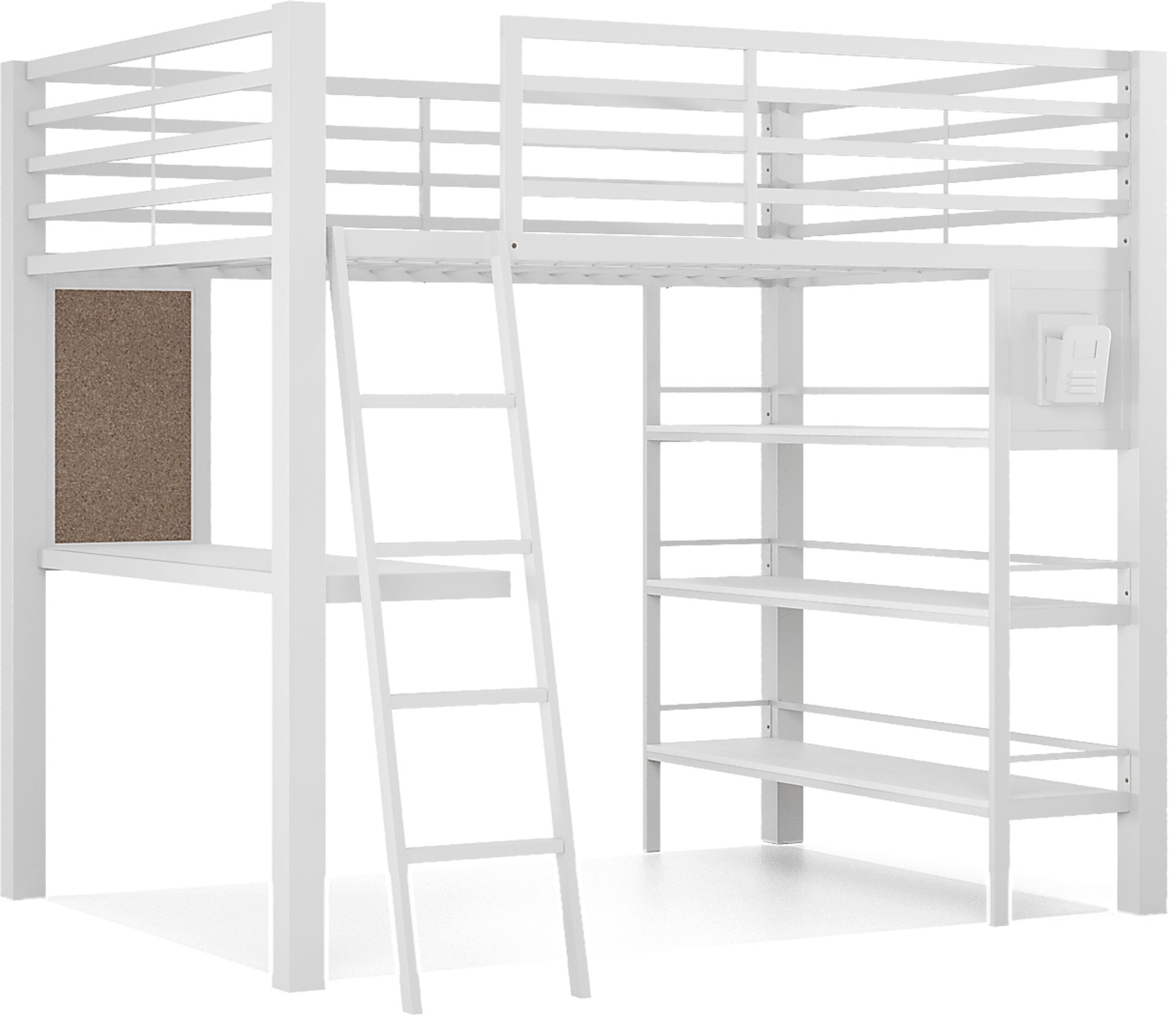 Kids Colefax Avenue White Full Loft Bed with Desk and Bookcase - Image 1