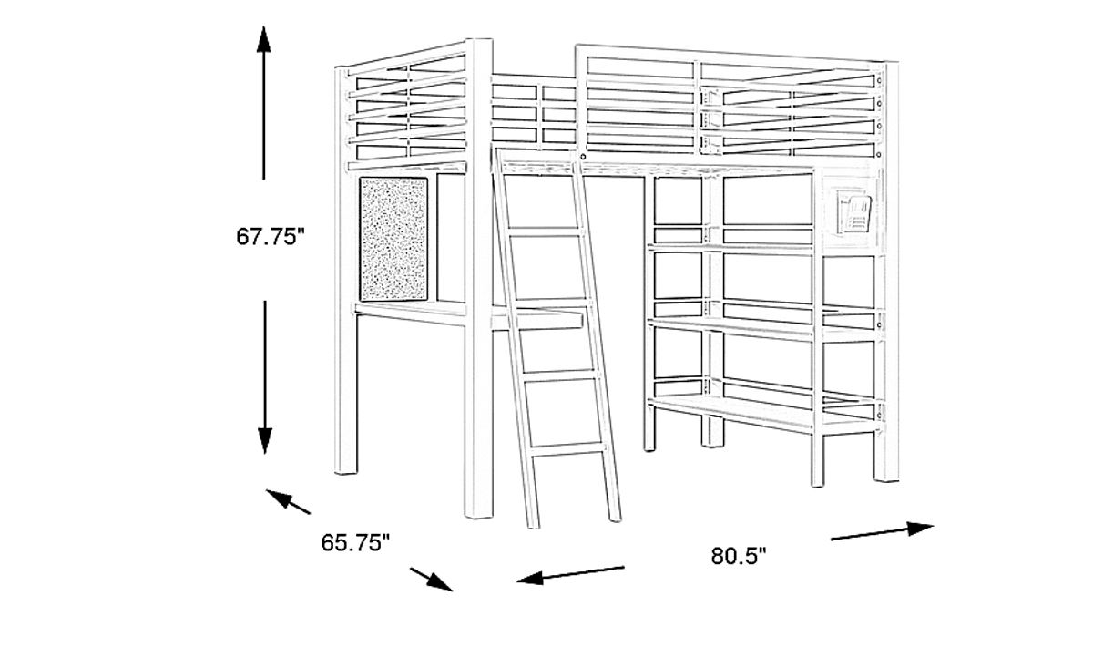 Colefax Avenue White Colors,White Full Loft Bed With Desk And Bookcase ...