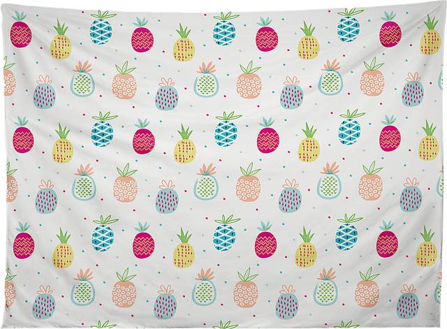 Kids Colorful Pineapple White Tapestry - Thumbnail - Image 1
