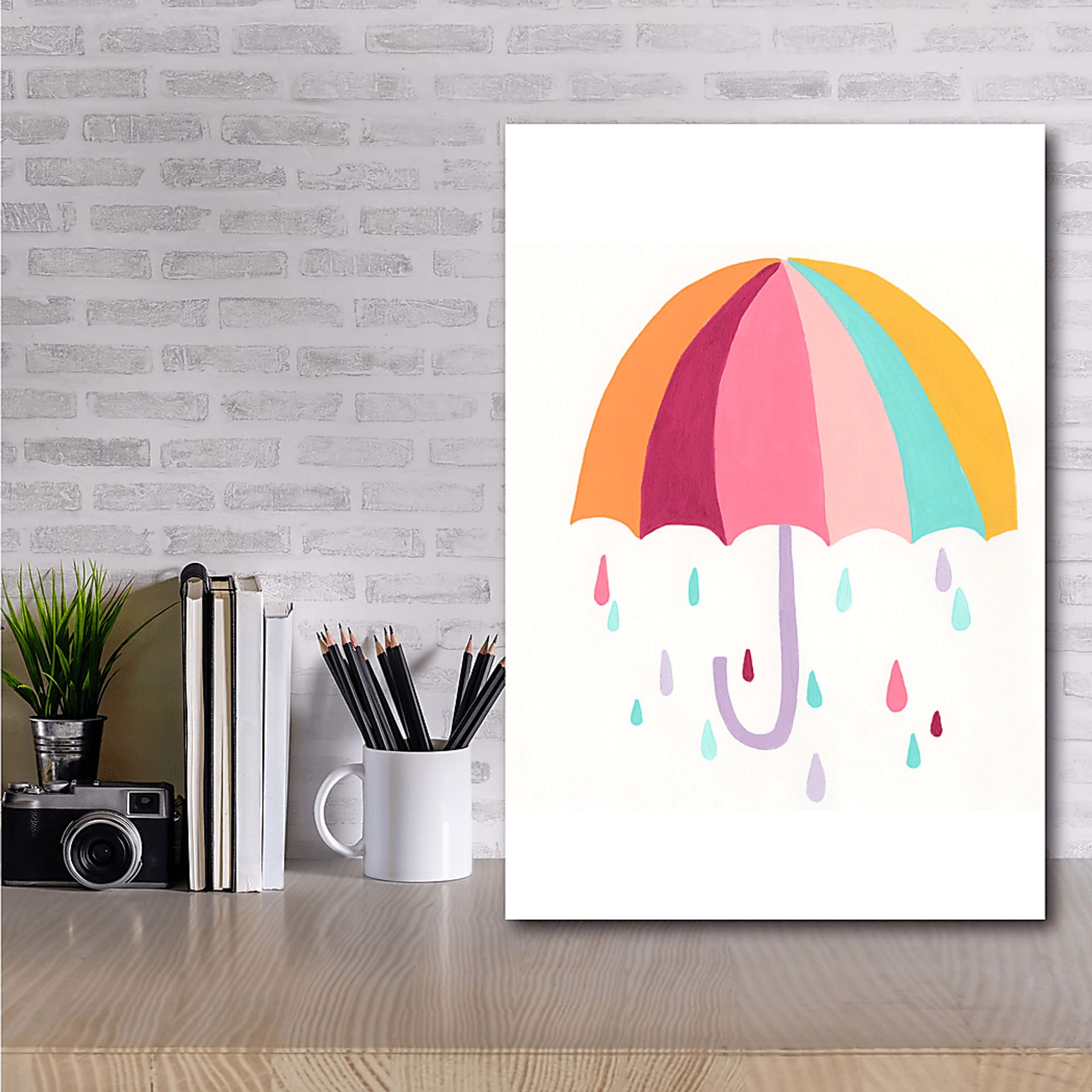 Kids Colorful Rain White Artwork - Image 2