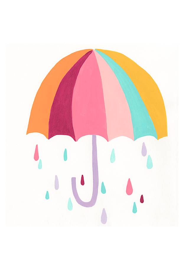 Kids Colorful Rain White Artwork - Thumbnail - Image 1