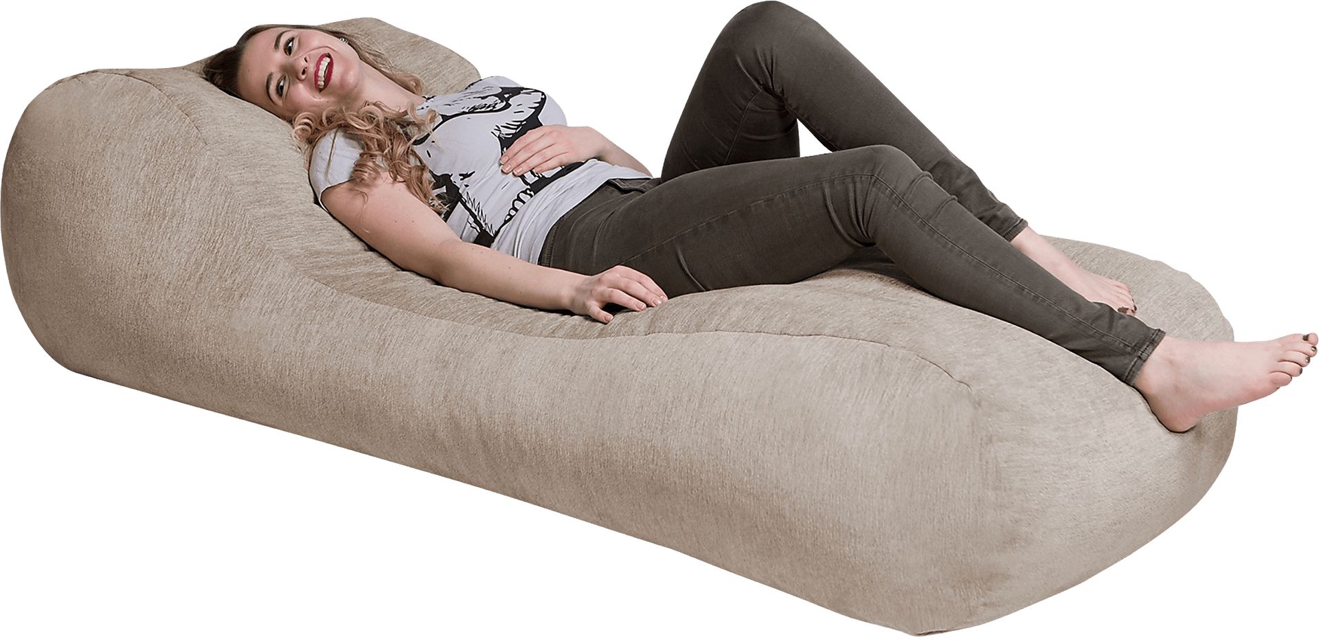 Kids Comfy Lush Beige Bean Bag Chair - Image 3