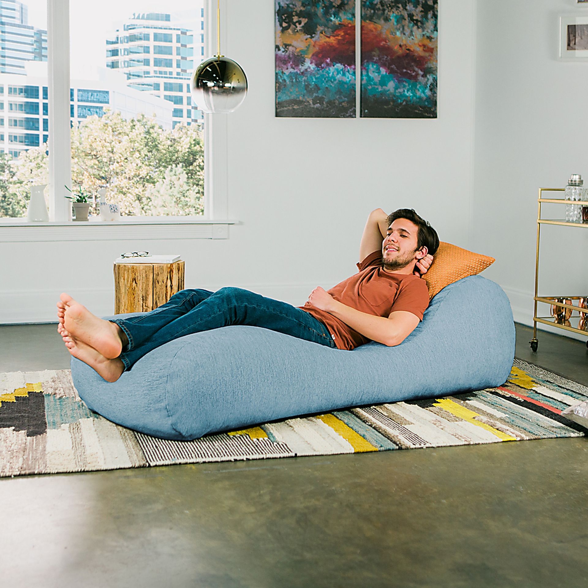 Kids Comfy Lush Blue Bean Bag Chair - Image 7