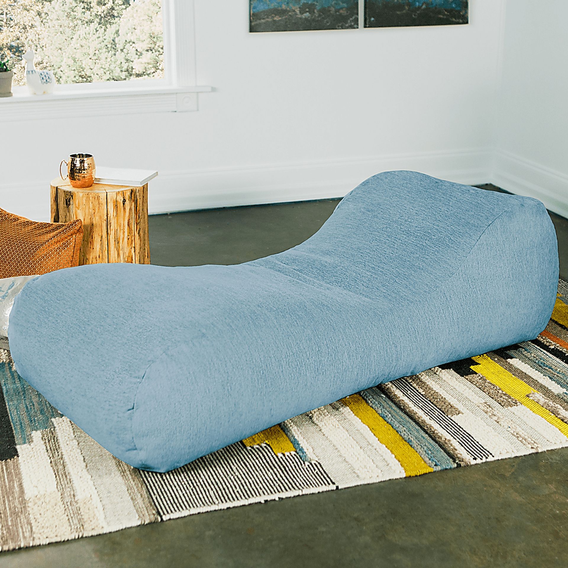 Kids Comfy Lush Blue Bean Bag Chair - Image 8