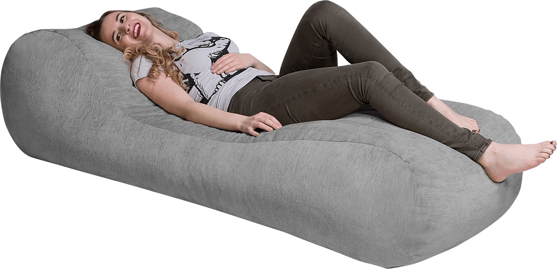 Kids Comfy Lush Gray Bean Bag Chair - Image 3