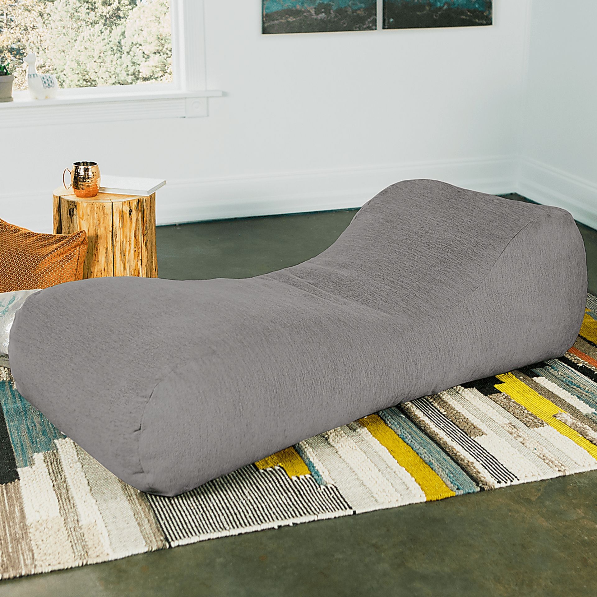 Kids Comfy Lush Gray Bean Bag Chair - Image 8