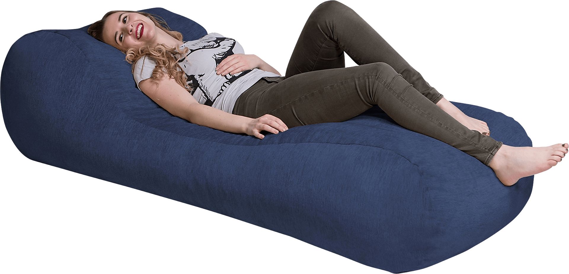 Kids Comfy Lush Navy Bean Bag Chair - Image 3