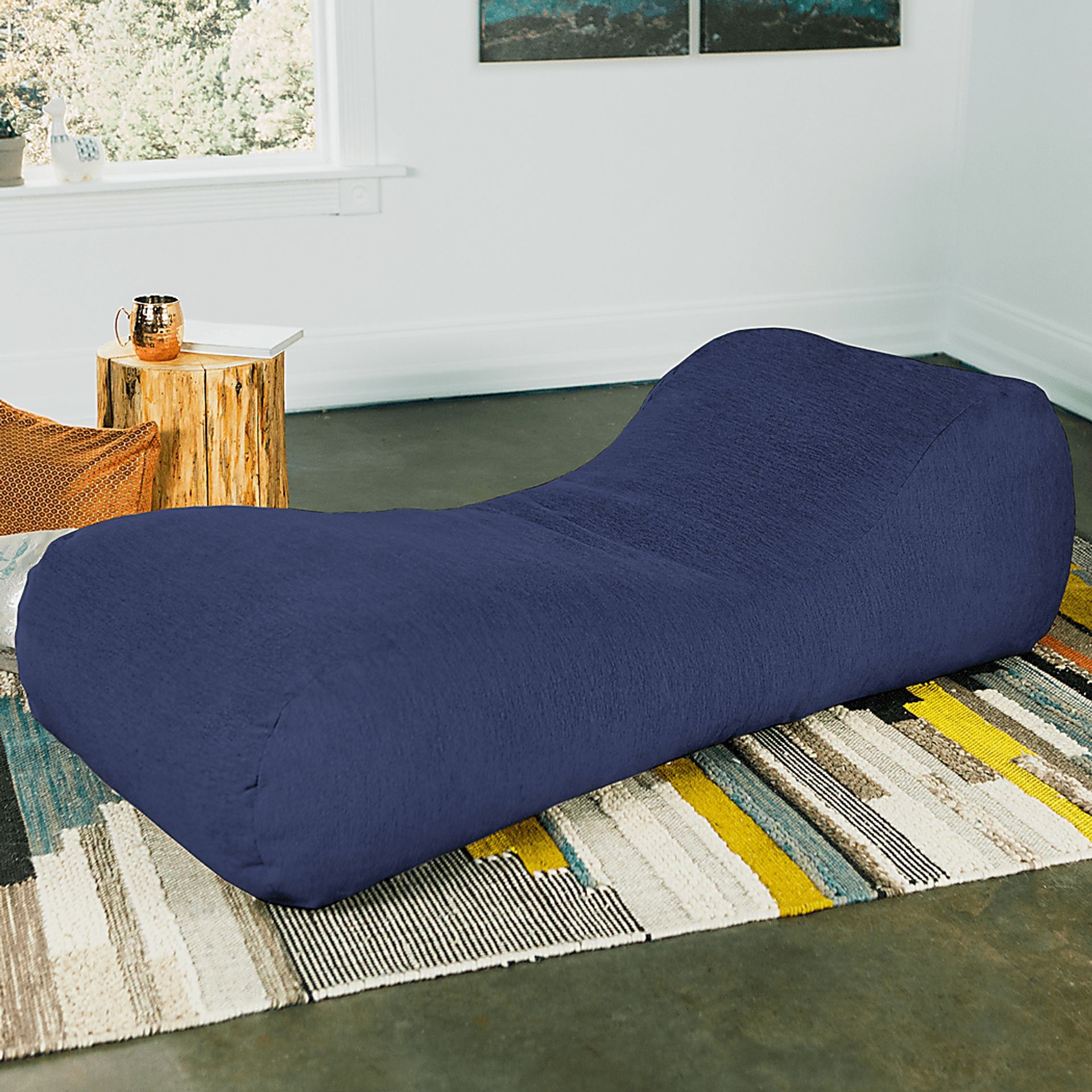 Kids Comfy Lush Navy Bean Bag Chair - Image 8