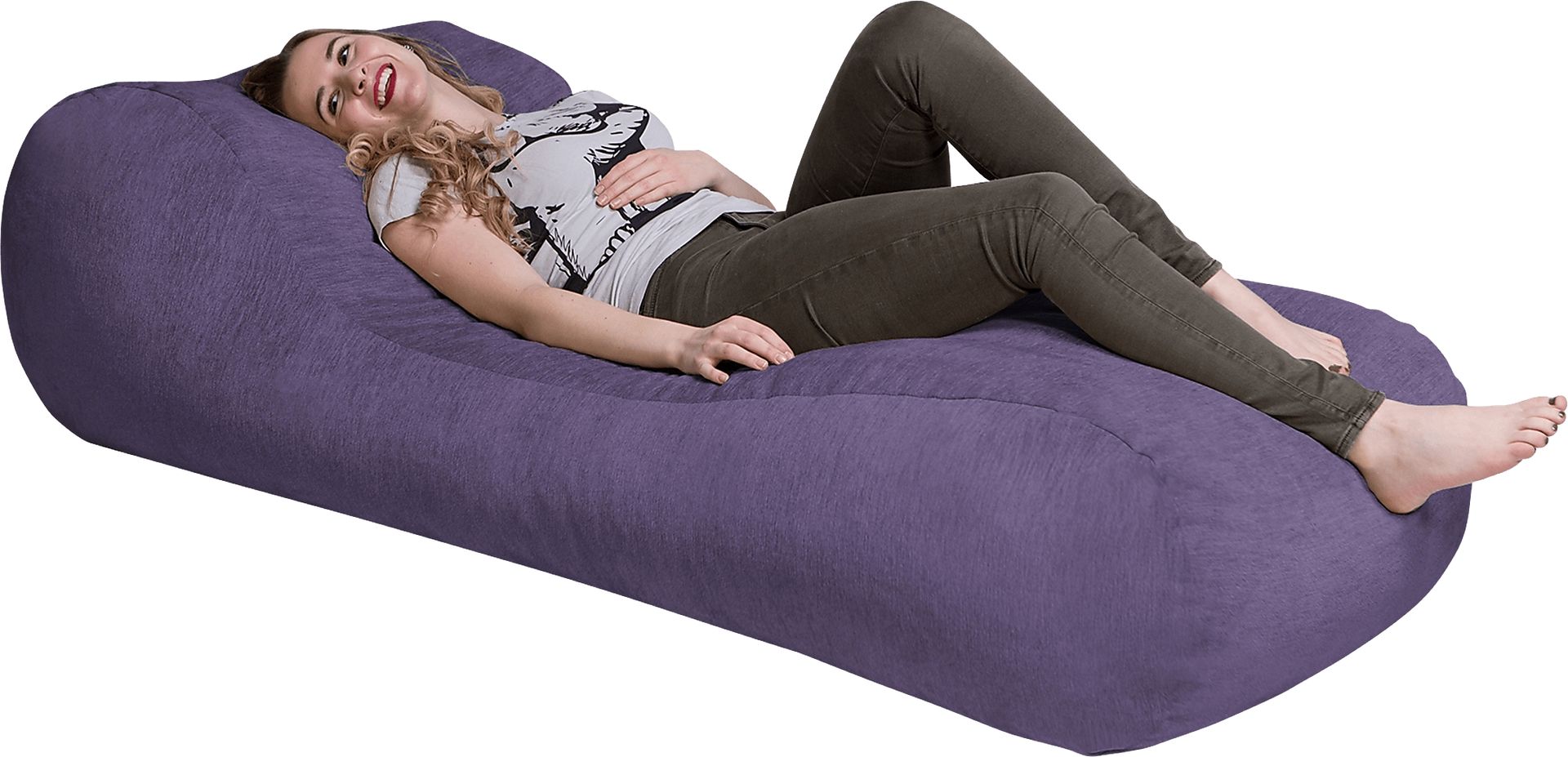 Kids Comfy Lush Purple Bean Bag Chair - Image 3